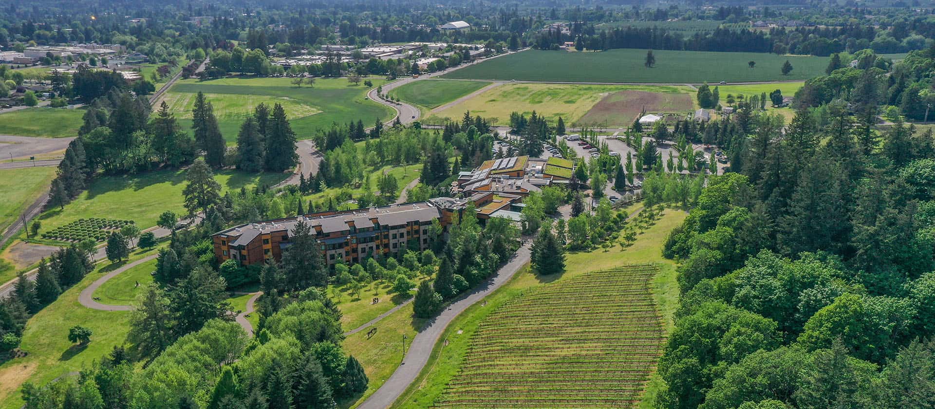 Aerial View of The Allison Inn and Spa and Willamette Valley, Oregon