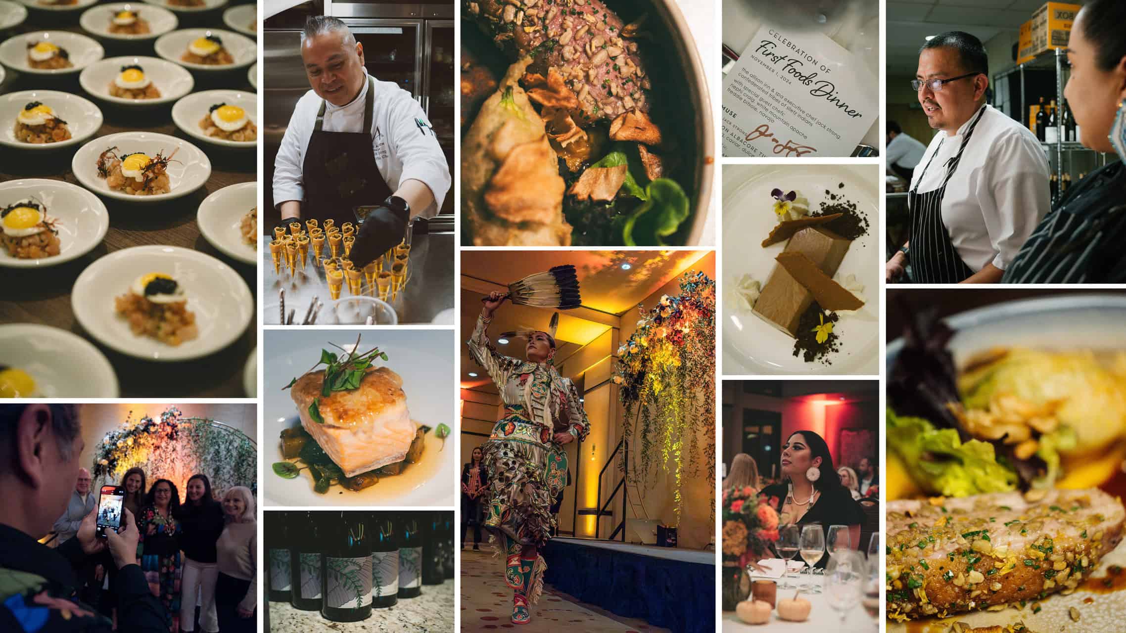 Collage of photos representing the 2024 Celebration of First Foods Dinner.