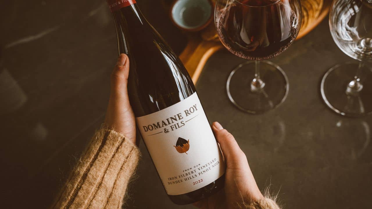A bottle of wine from Domaine Roy & Fils.