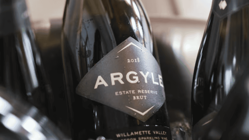 A close-up shot of a bottle of Argyle wine.