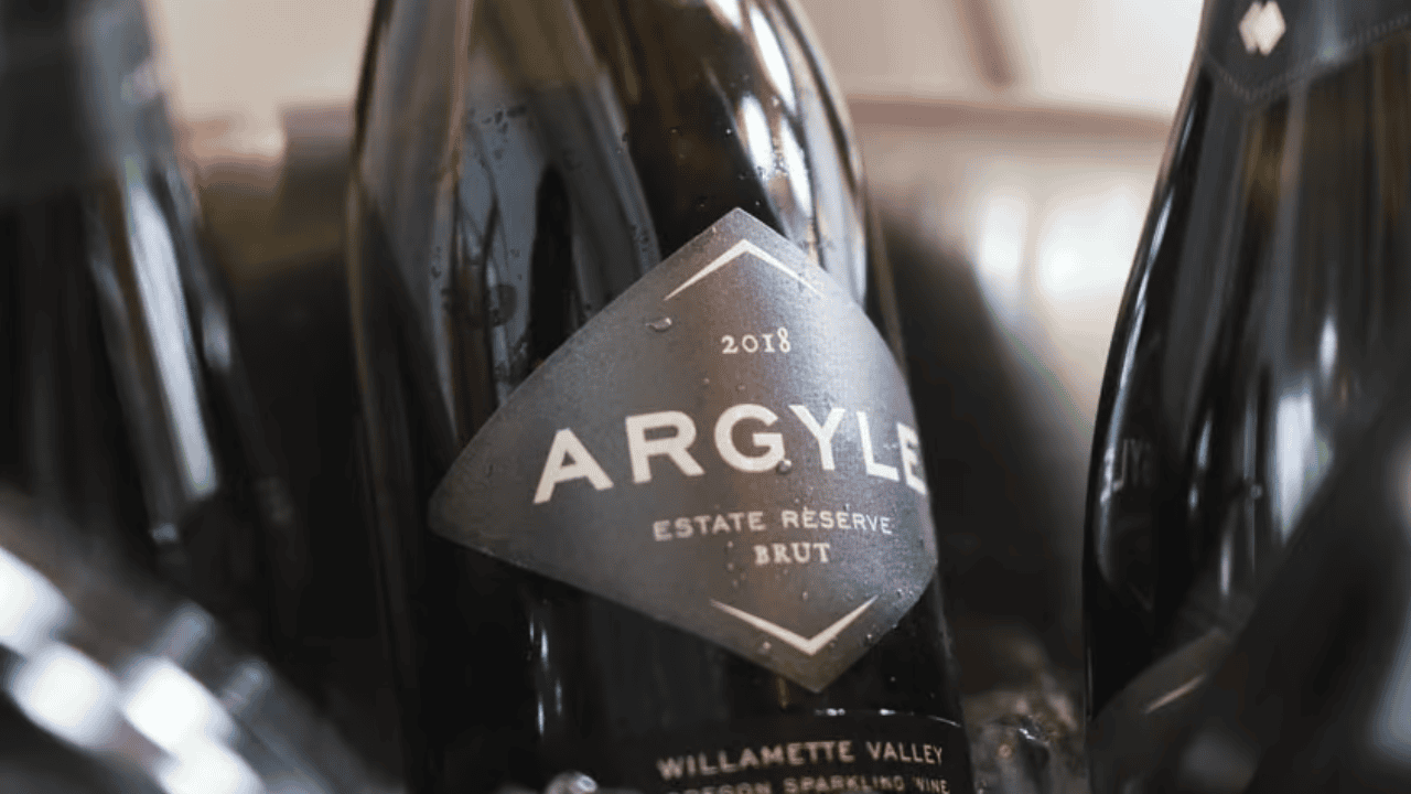 A close-up shot of a bottle of Argyle wine.