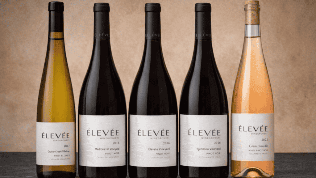Five bottles of wine from Élevée Winegrowers.