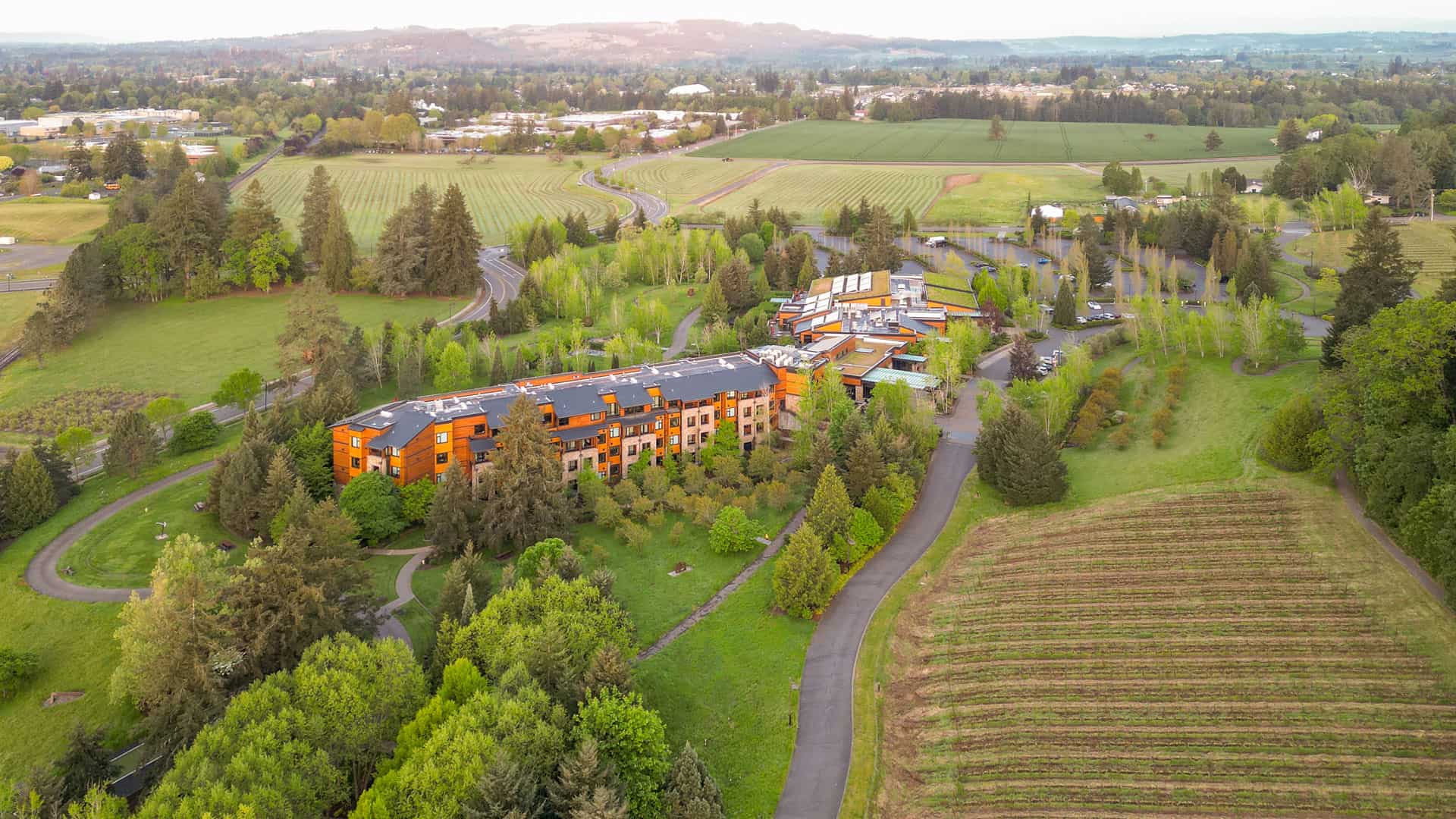 Aerial view of The Allison's 35-acre setting.