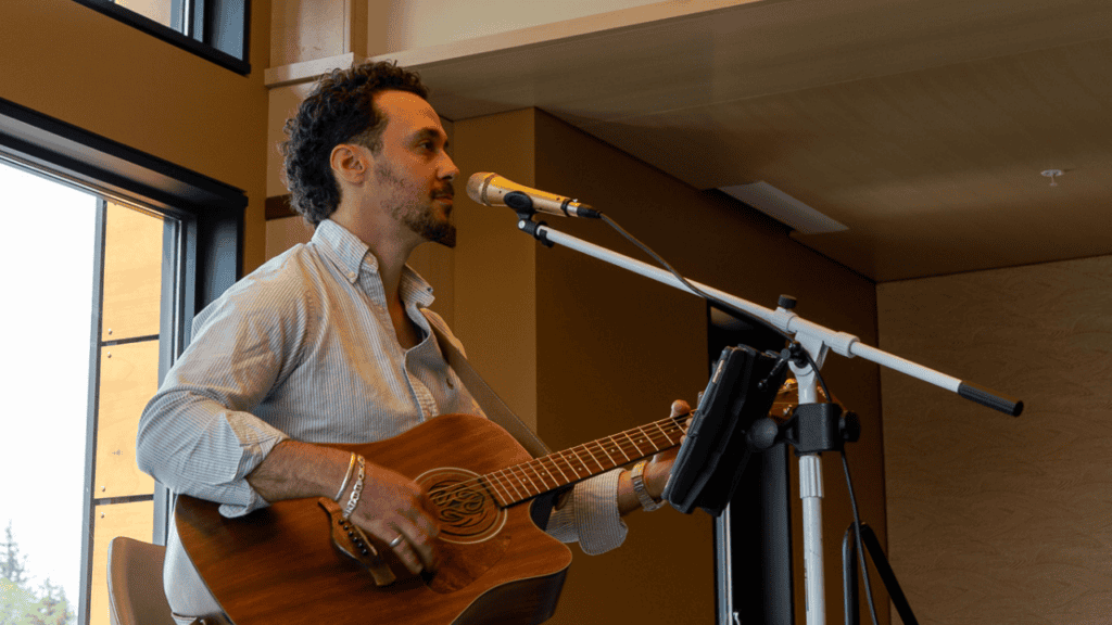 Dante Zapata, a local musician, performing at The Allison.